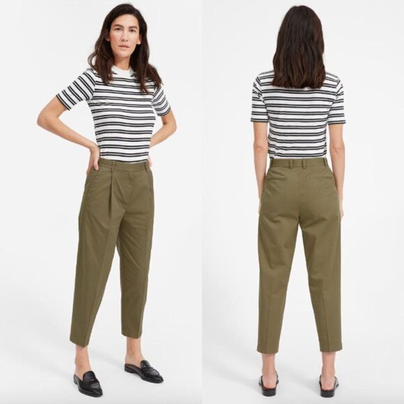 Everlane Pants - Everlane khaki green stretch cotton slouchy tapered leg chino workwear pants